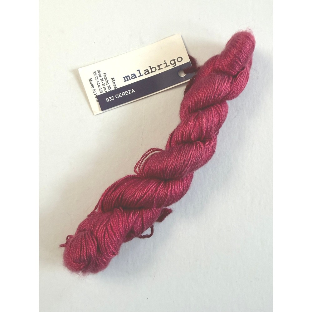 New‎ Malabrigo Mora Fingering Yarn 50g Cereza Red 100% Pure Mulberry Silk